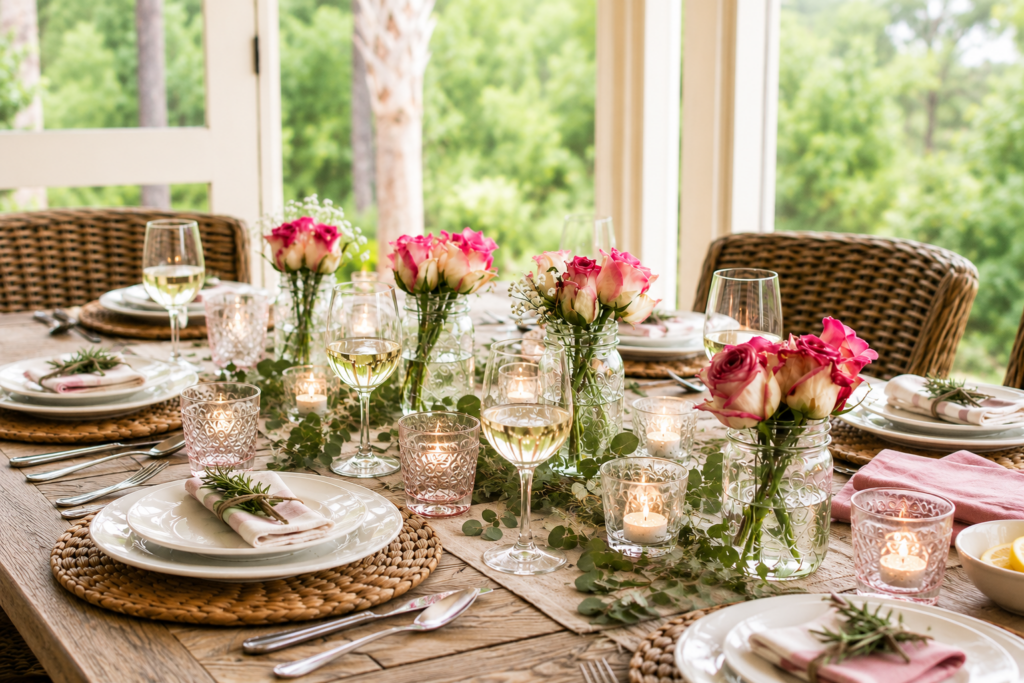 the while table setting plannedLast Minute Pink and White Summer Party Ideas