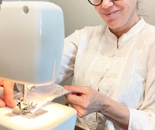 sewing the fabric lavender sachets