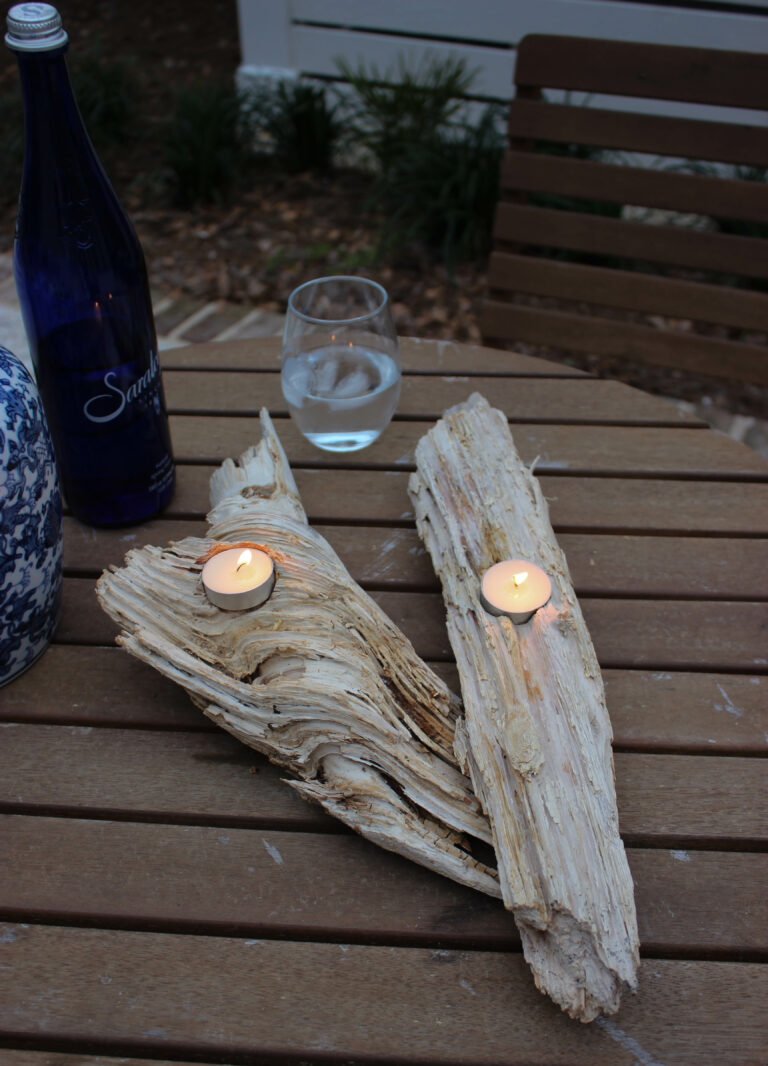 How To Make A Natural DIY Bleached Driftwood Candle Holder
