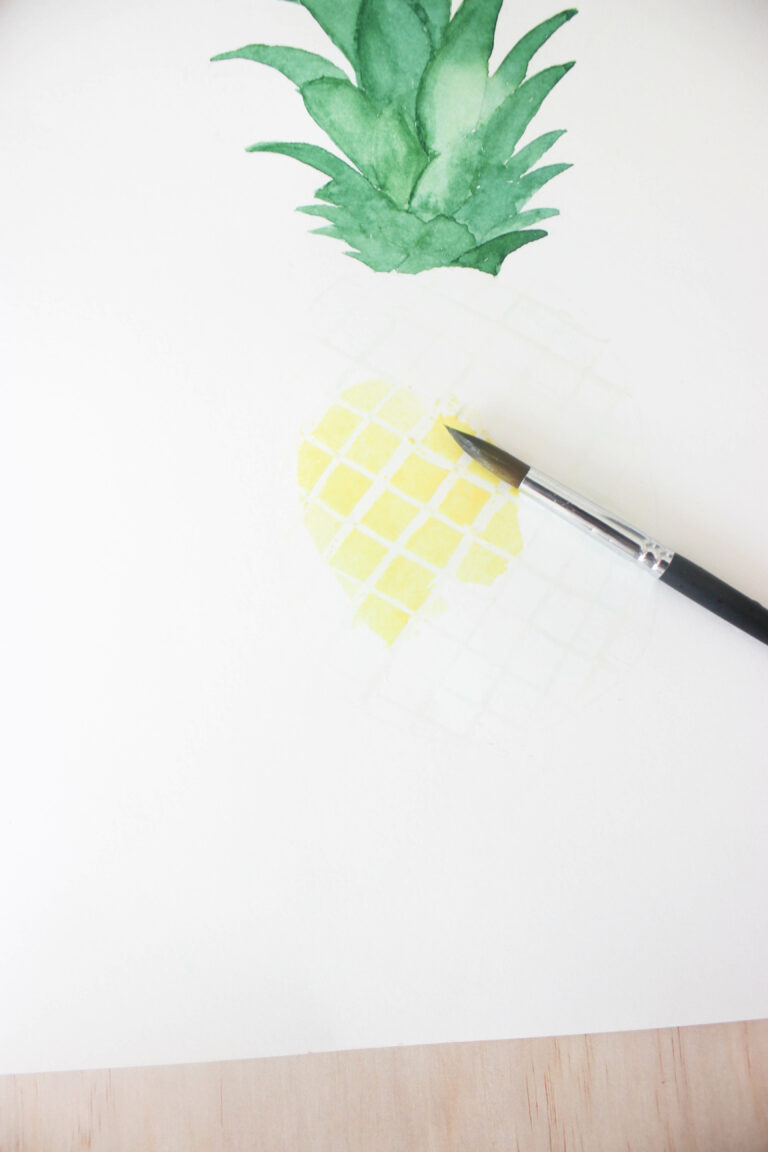 Easy Watercolor Pineapple Painting  Tutorial