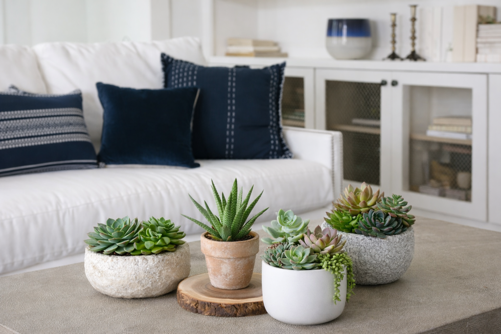 succulent plants.Refresh Your Living Room With Plants