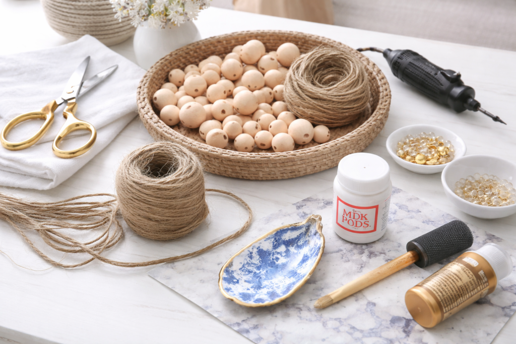 materialsDIY  Wooden Bead Garland Oyster Shell