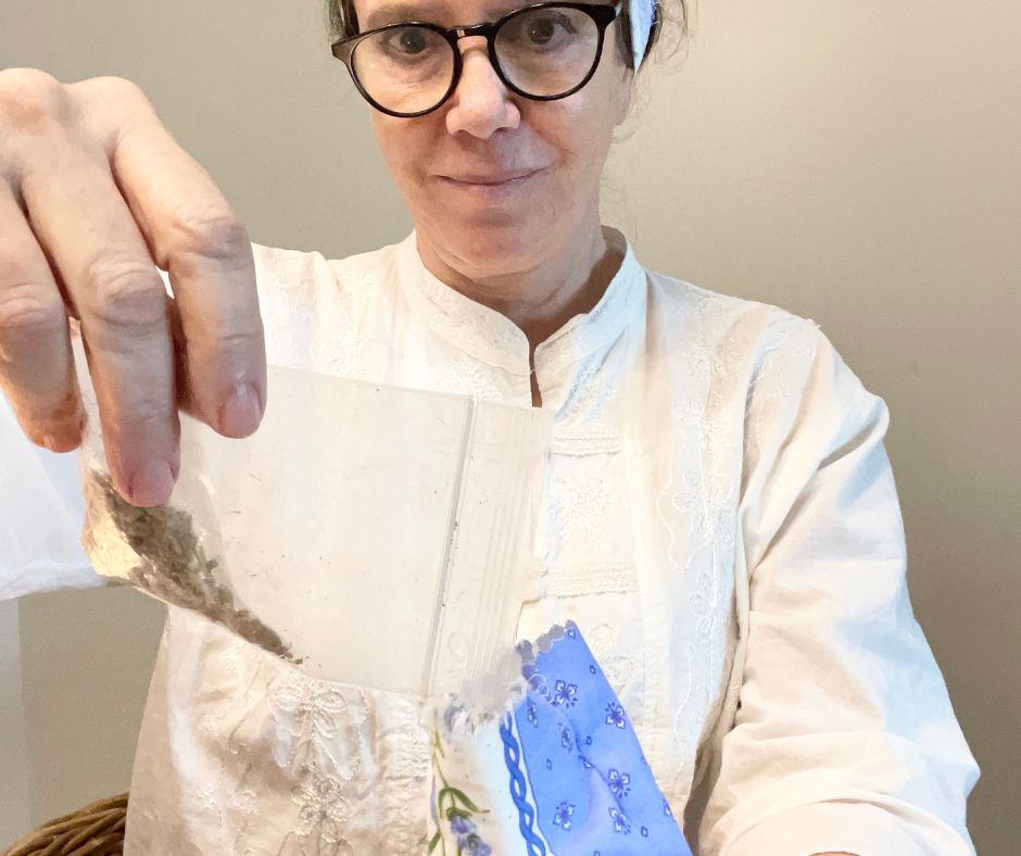 pouring lavender in sachets
