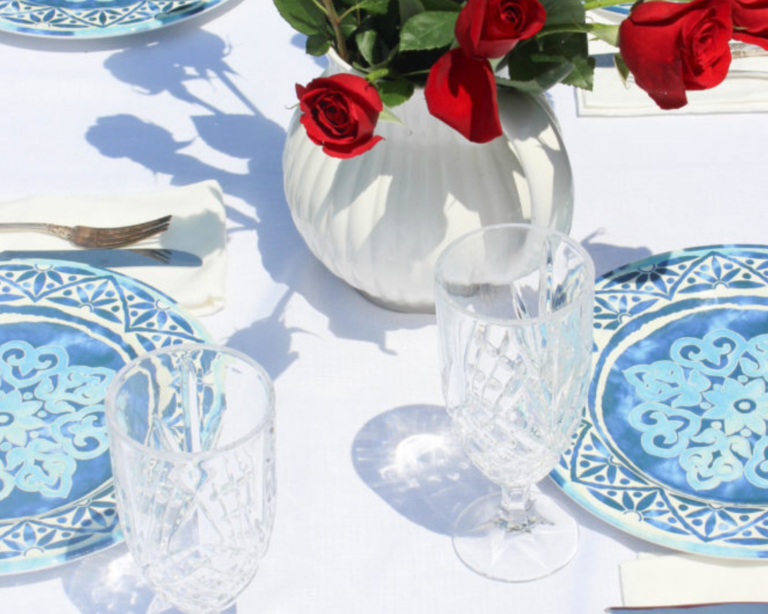 Blue and White Summer Tablescape