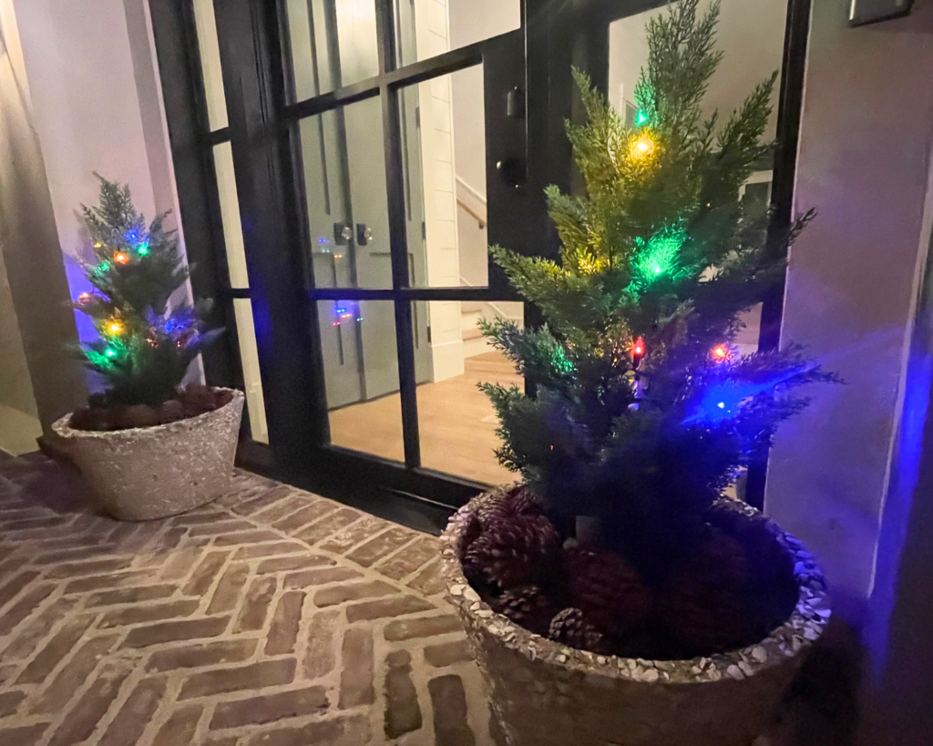 diy faux mini trees with lights