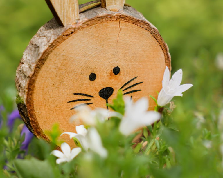 Natural Wood Garden Bunny