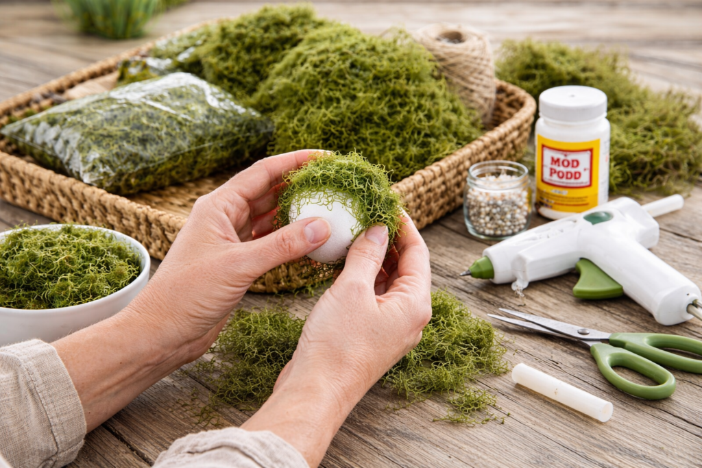 supplies needed forDIY Moss Balls for Natural Decor