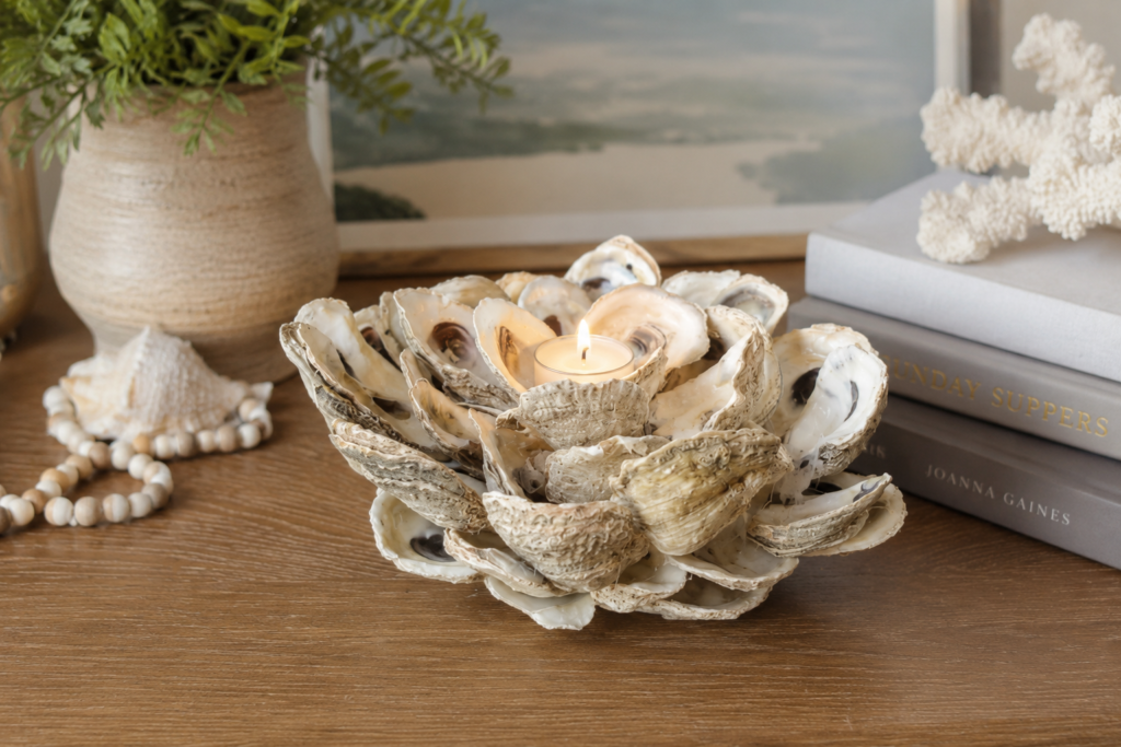 DIY Oyster Shell Candle Holder